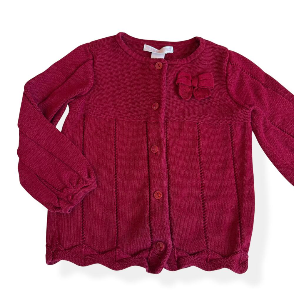 Janie and Jack Red Button Up Cardigan Cotton Sweater 2T